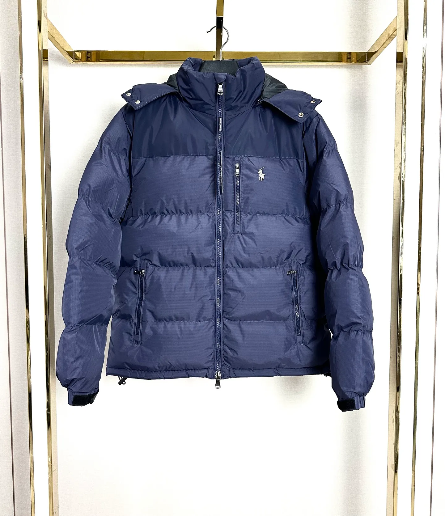 P380 Ralph Lauren/Ralph Lauren RL pony, retro color-blocked removable hooded zipper, second-hand cotton jacket, medieval extinct style, original proofing, 25-year new model, custom-woven fabric, delicate and smooth hand feel, custom-made upper and lower color matching, different from the overall one-color style, more wearable, mold-opening hardware accessories, all original versions are the same! Color: black, silver gray, navy blue, military green Size: M-2XL